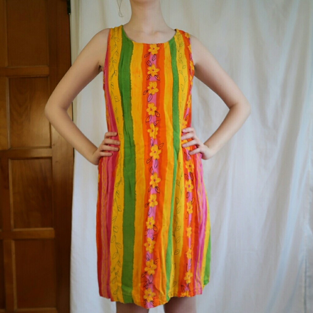 Vintage 60s Tropical summer tank dress A30